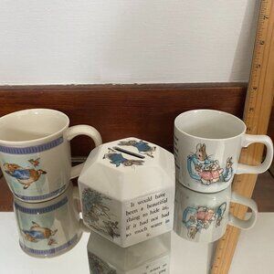 WEDGEWOOD BEATRIX POTTER 2 CHINA MUGS & BANK